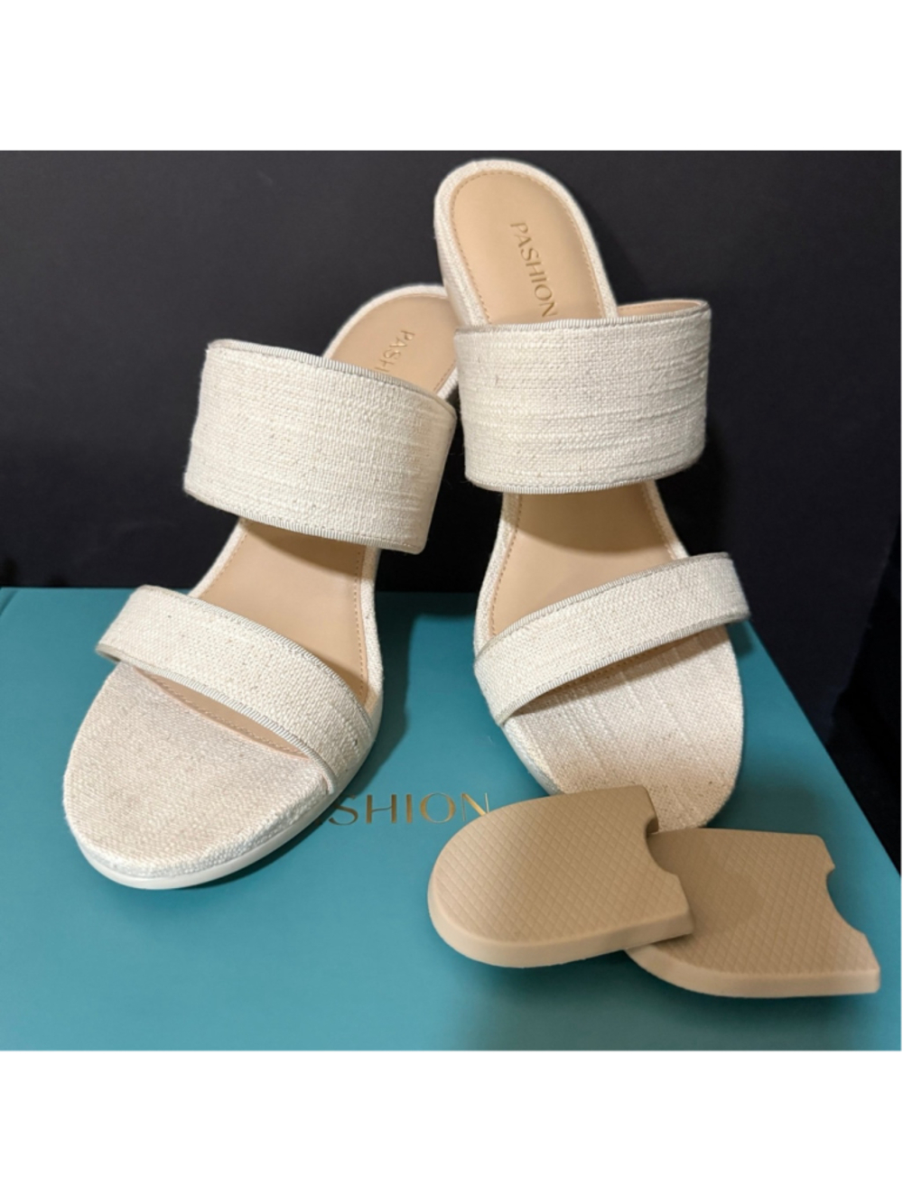 Size 8.5 Pashion Footwear Convertible Heels The Slide Ivory Linen Flat 0”